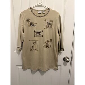 BonWorth Women's Vintage Unique Safari Pullover Top Size Small